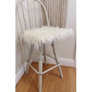 Set of 2 Ivory faux fur chair cushions